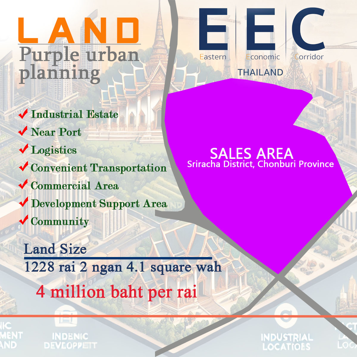 🌎 ผังเมืองสีม่วงลาย ขนาดใหญ่ที่สุดหนึ่งในโซนศรีราชา - Image 1